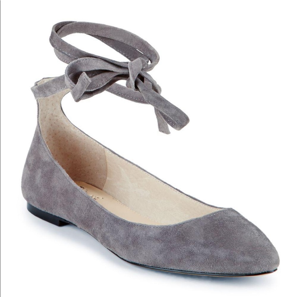 Vince Camino Gray Ankle Tie Flats